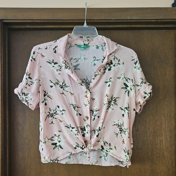 dip Tops - Dip Pink Floral Button-Down Shirt